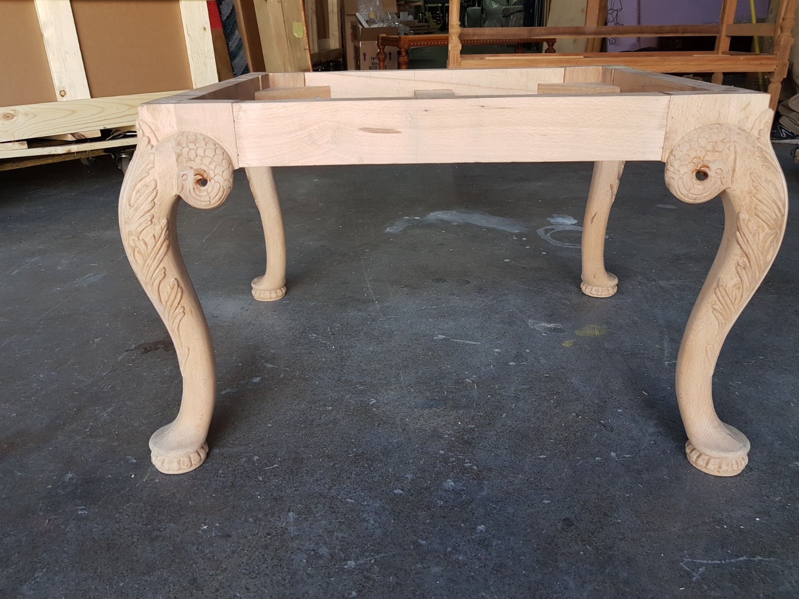 CARVING RAW WOOD BENCH FRAME ONLY NEW