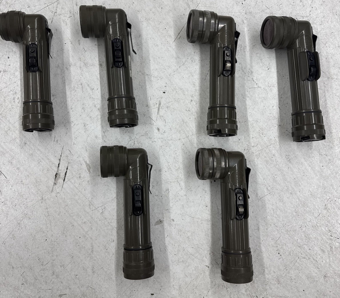 Military Issued Angle Head Flashlight Fulton MX-991/U OD Green Lot Of 6