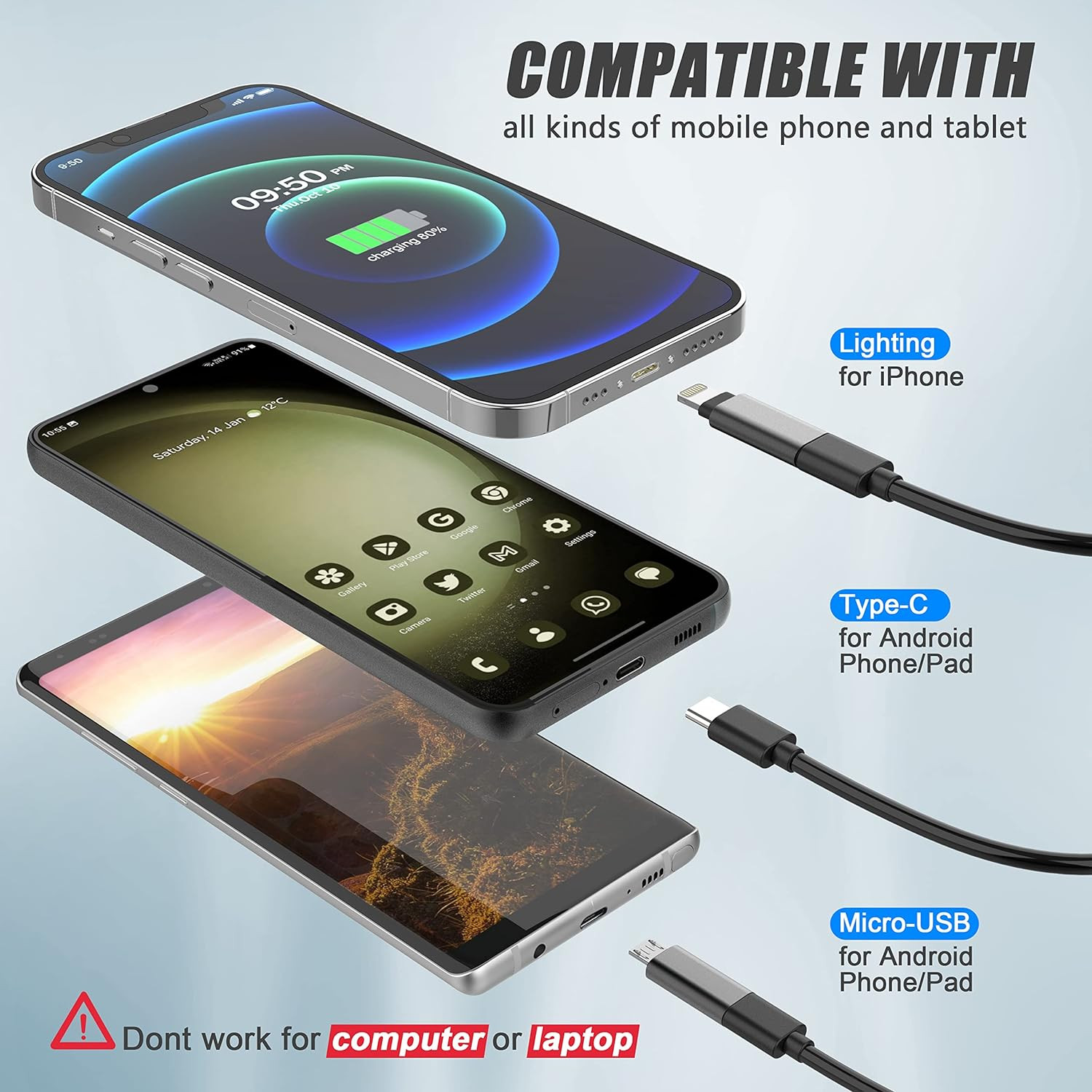 1920P Endoscope Snake Inspection Camera, Type C Borescope, Scope Camera with 8