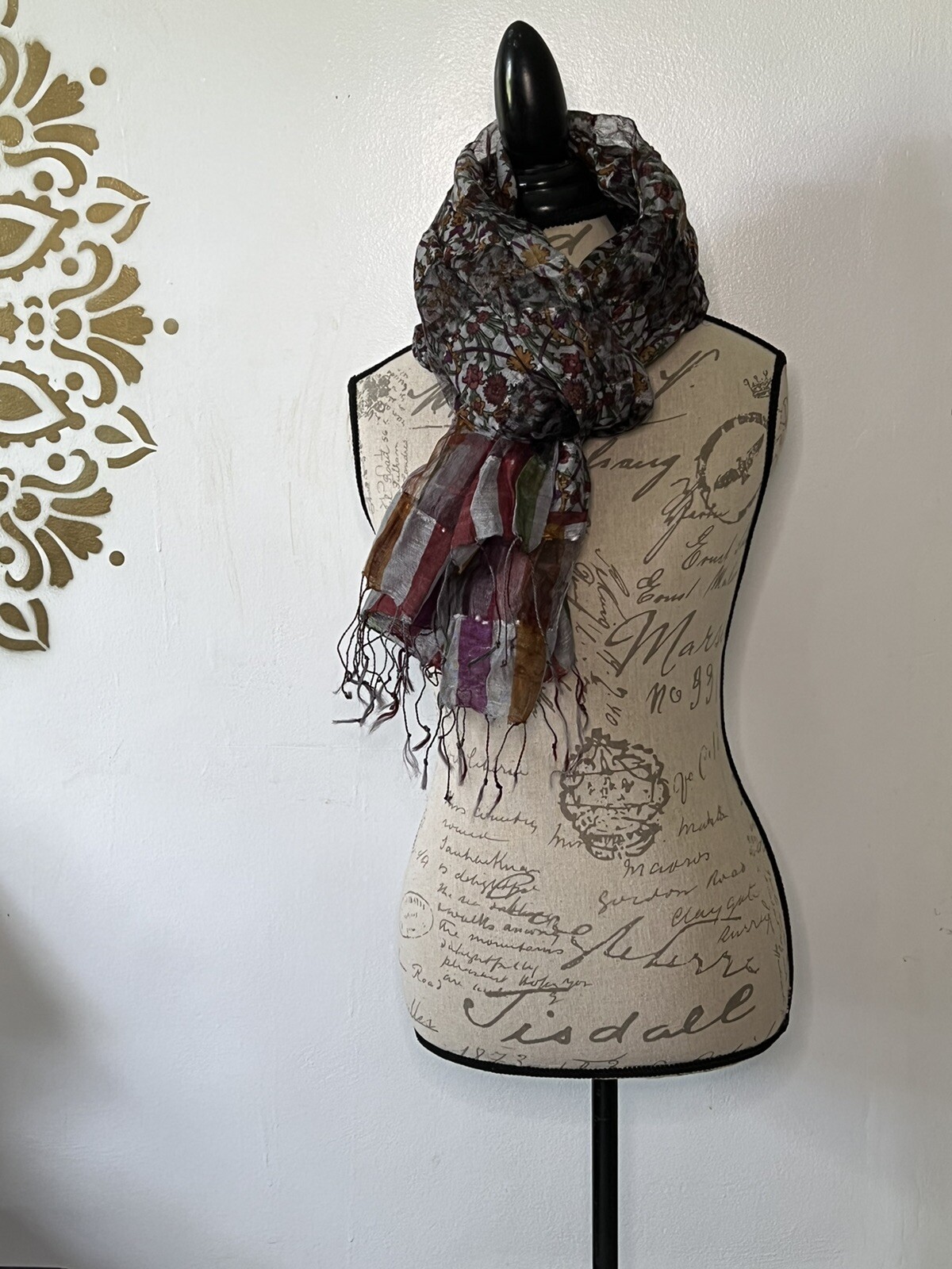 NEW Scarf 100% silk mens STOLE long Wrap Shawl Indian Brown Beige scarves USA