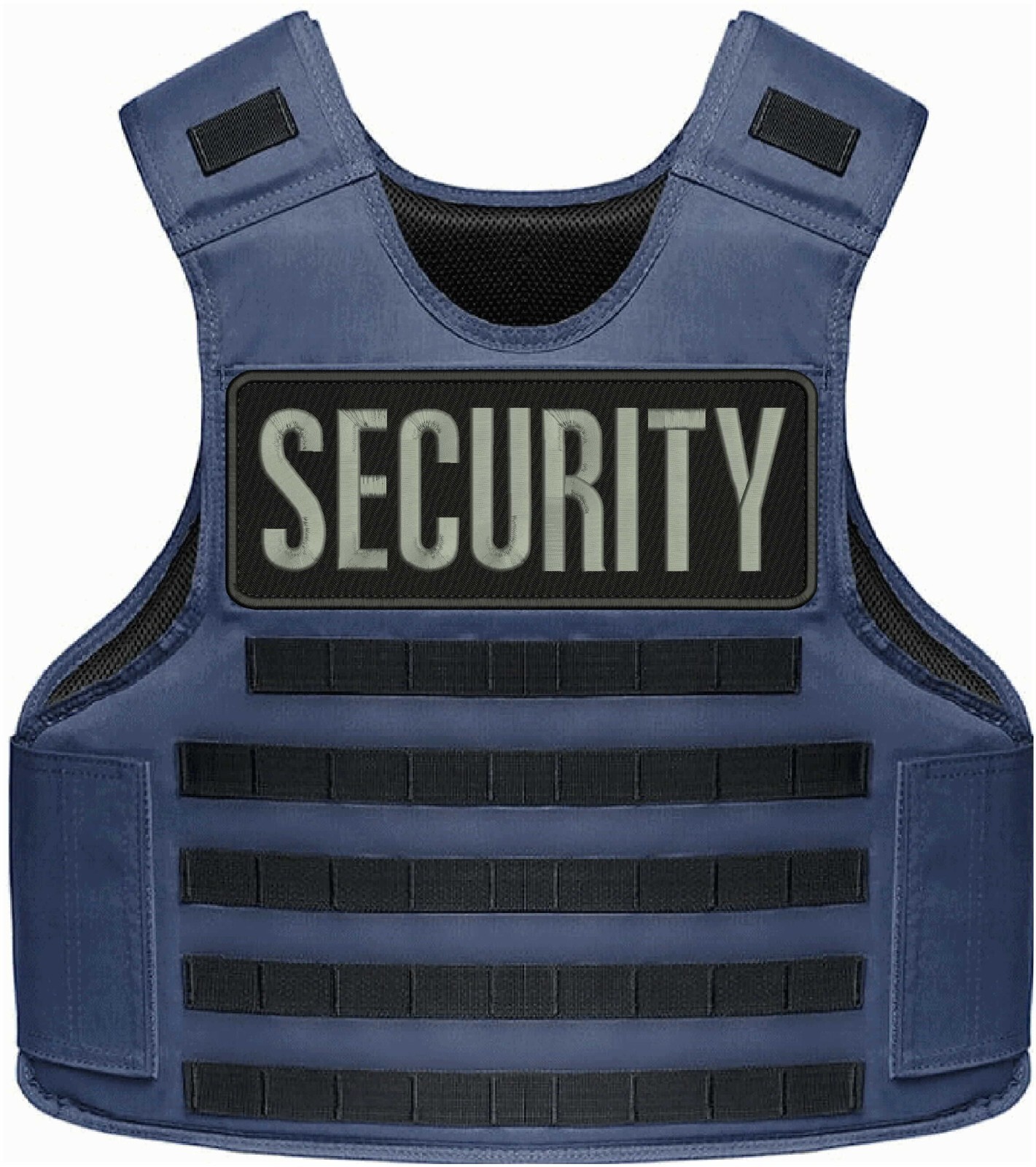 SECURITY embroidery patches 4x11 hook on back GREY ON BLACK