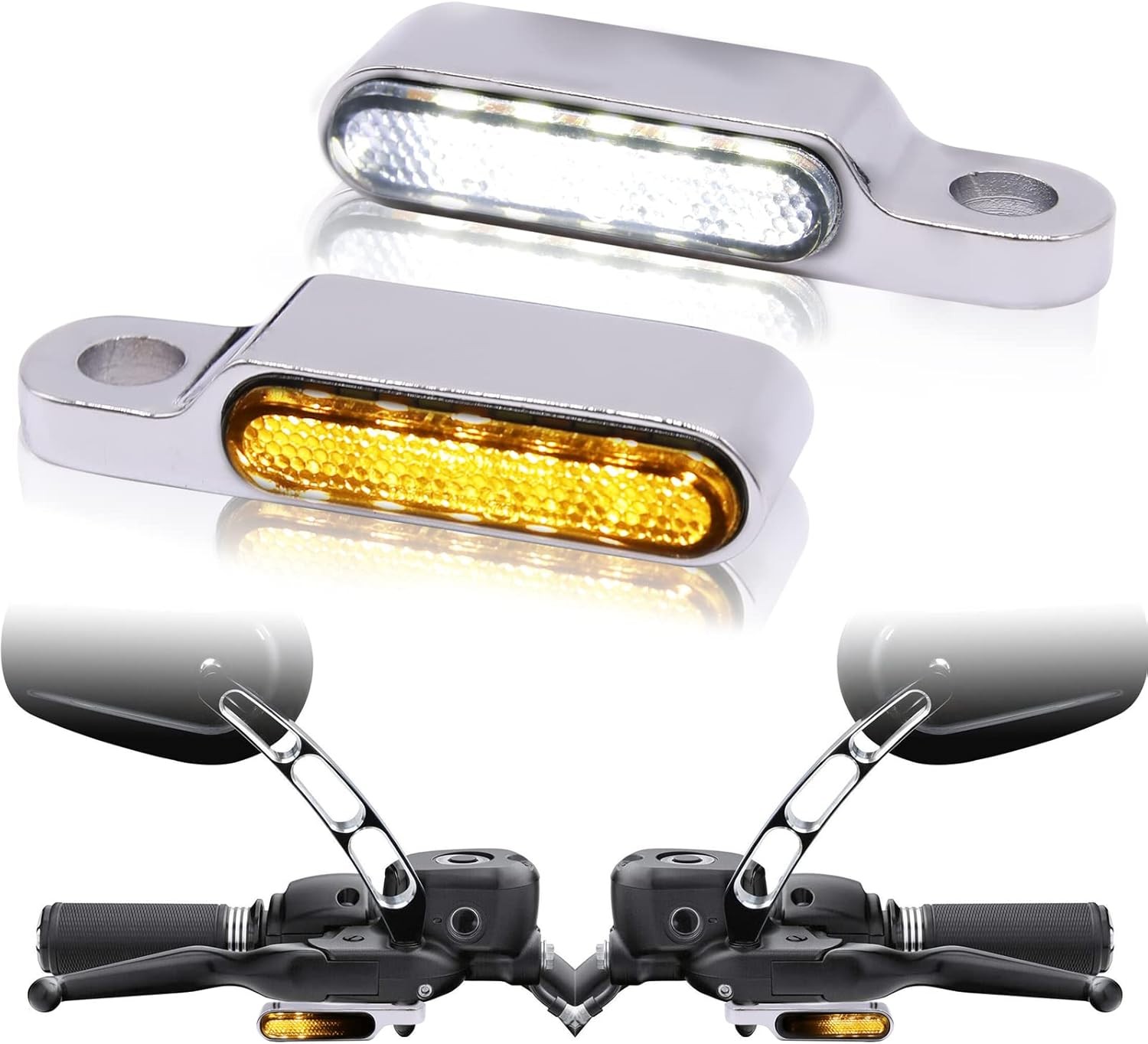 Handlebar LED Turn Signals Mini Motorcycle Blinkers Front Running Lights