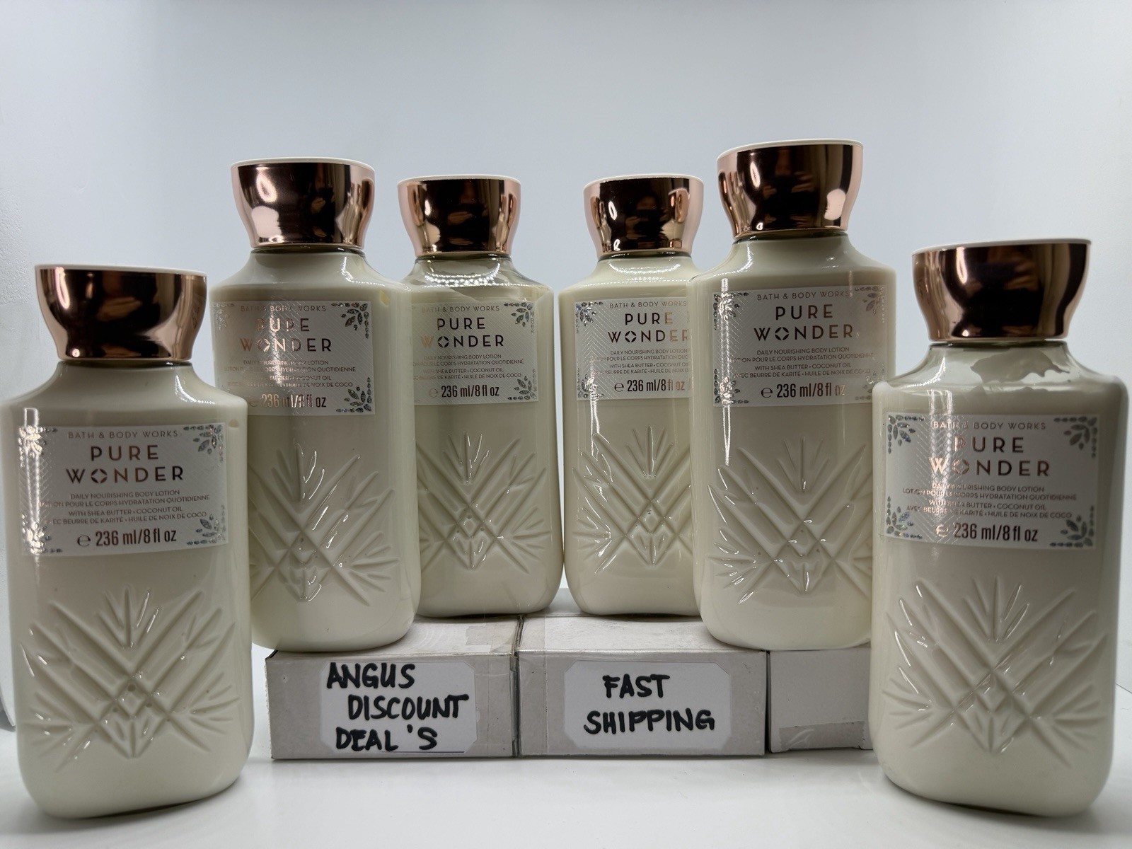 BATH & BODY WORKS 6 PACK "PURE WONDER" Daily Nourishing Body lotion 8oz,  NEW