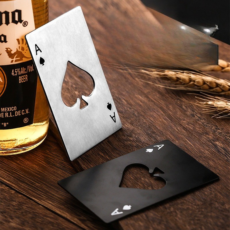 Ace of Spades Bottle Opener Stainless Steel Credit Card Size Beer Opener