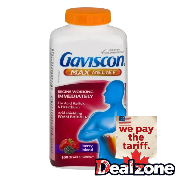 Gaviscon Max Relief Chewable Foamtabs Berry Blend, 100 ct - Canada FRESH