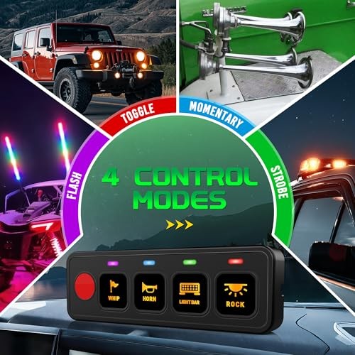 AS40, Circuit Control Power Relay Box, 4 Modes Toggle 4 Gang Switch Panel