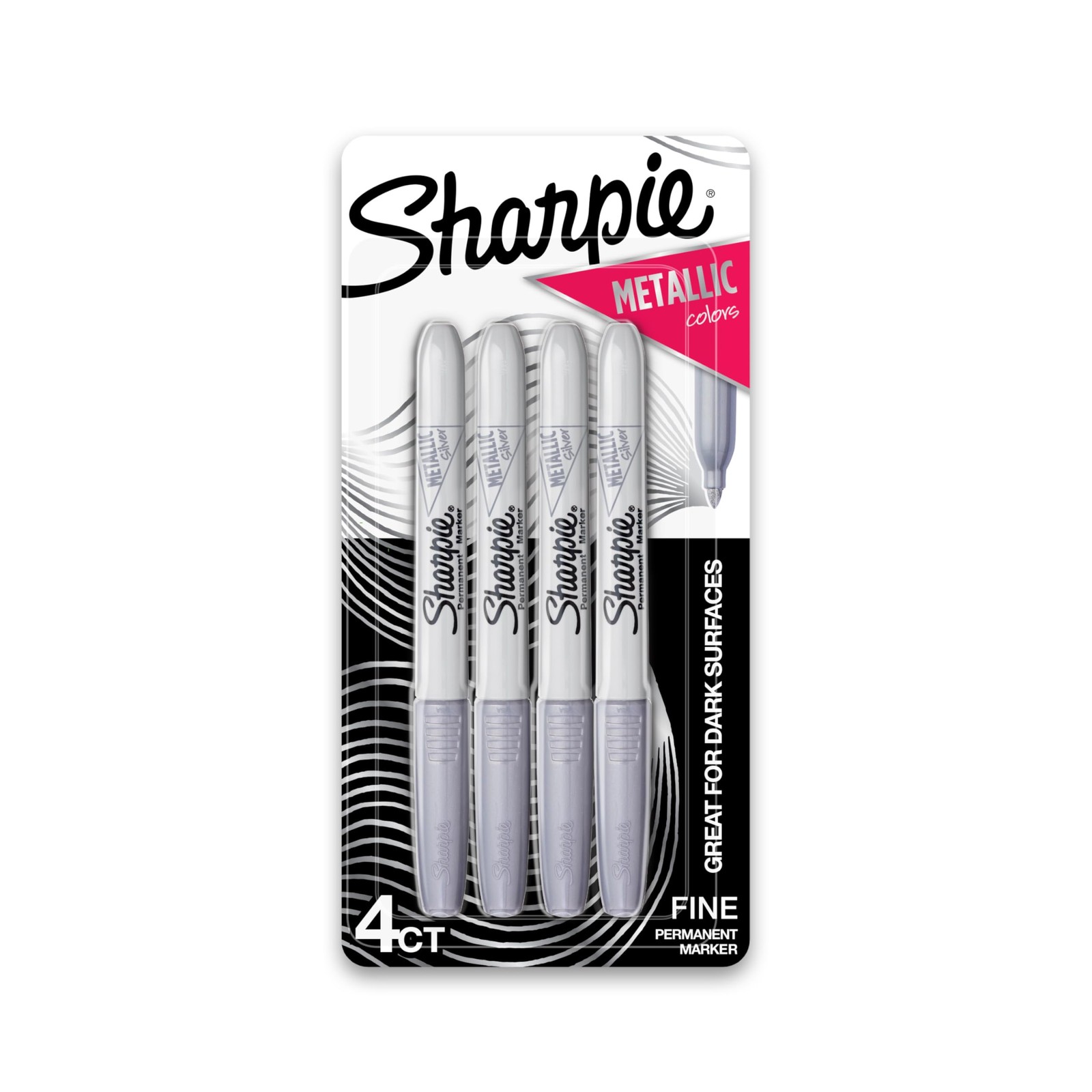 Sharpie Metallic Permanent Markers, Fine Point, Silver, 4 Count - For Black P...