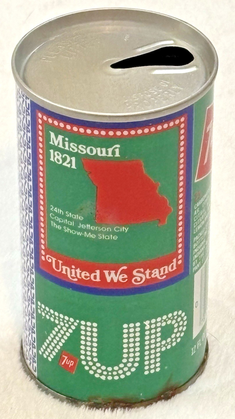 70's 7 Up-The UnCola-Lemon🍋Lime🍋‍🟩-State Of Missouri-12oz-Steel Soda-Pop Can