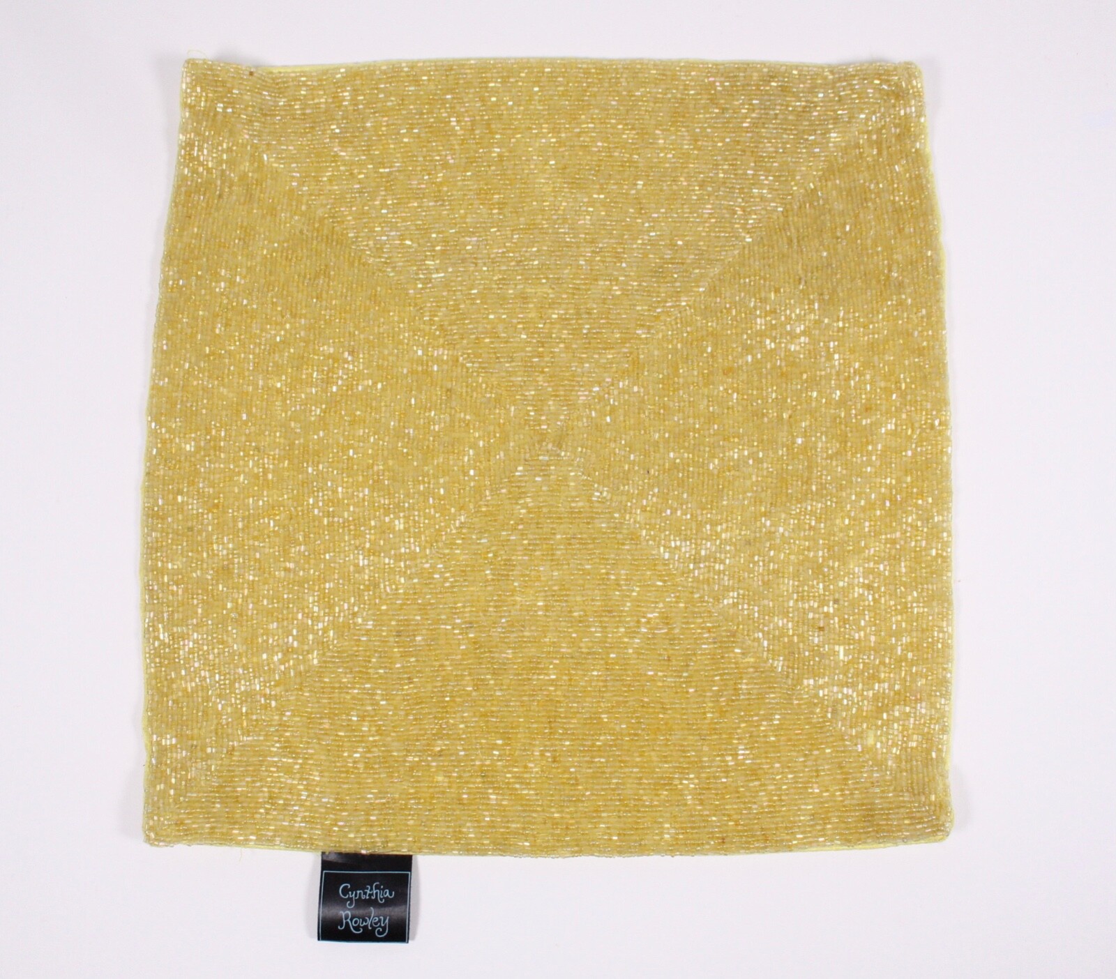 Cynthia Rowell Glam Yellow Glass Bead Square 13” Zipper Pillow Case Cover