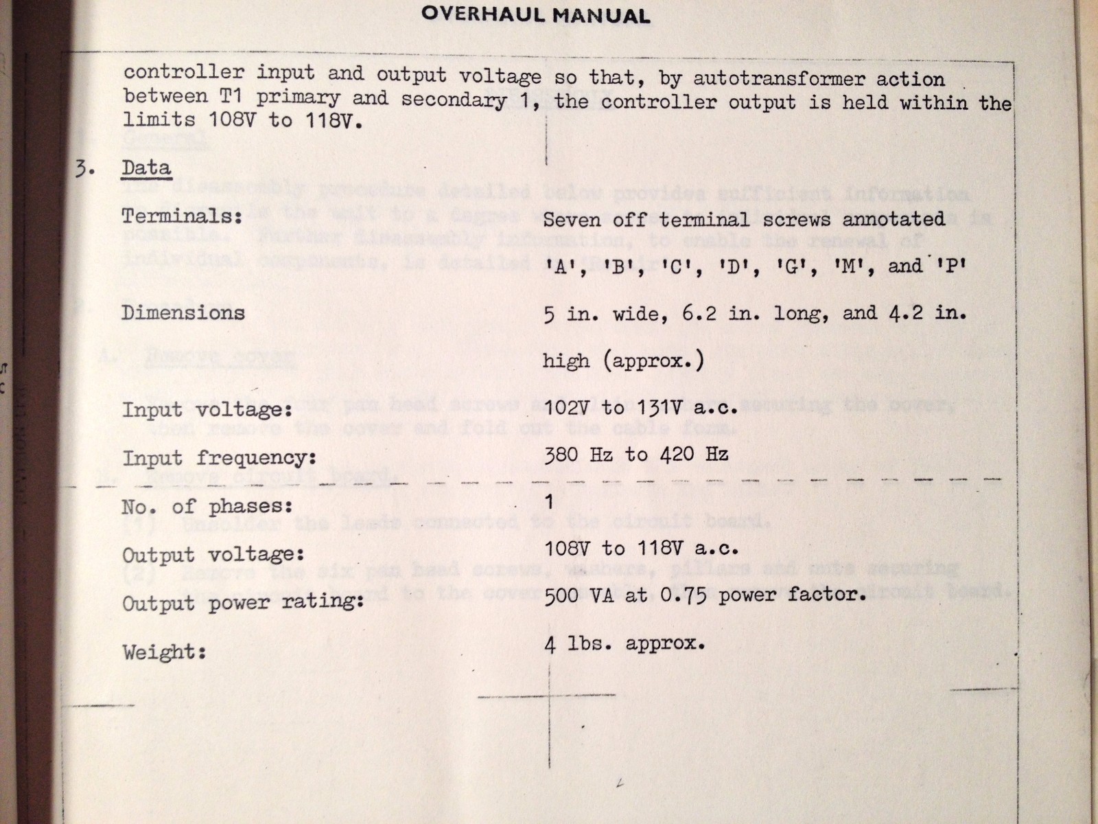 Plessey Tap Changing Transformer Controller 700-1-15820 Overhaul Manual