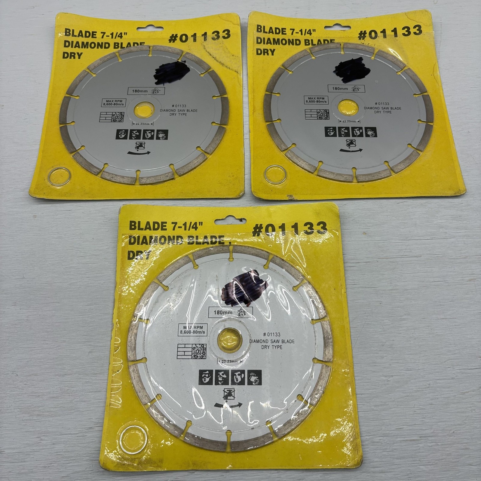 7-1/4 In 180mm Segmented Diamond Circular Saw Blade Dry 01133 Lot Of 3 Silver
