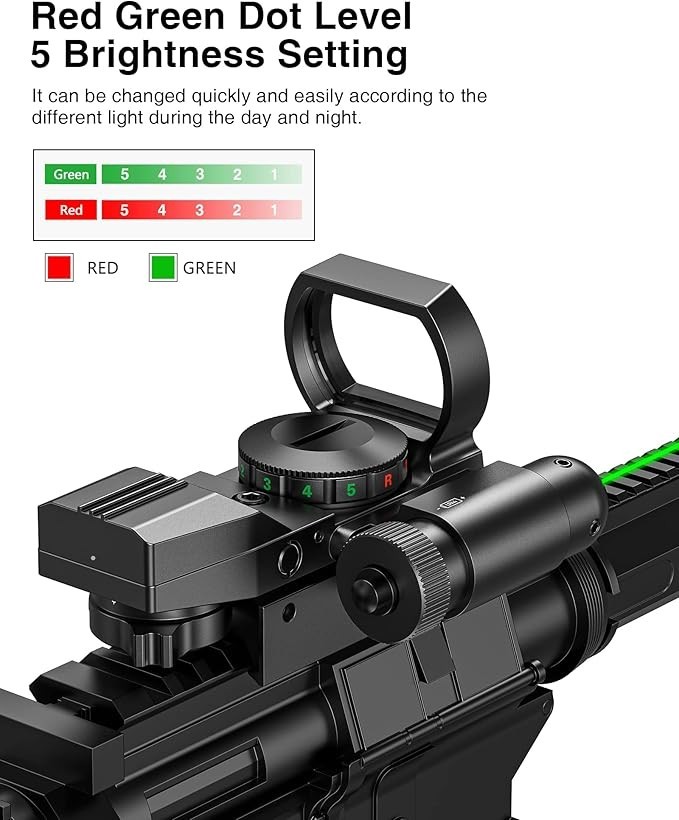 1X22X33 Reflex Sight Red Green Dot 4 Reticle Optics with Laser Pressure Pad