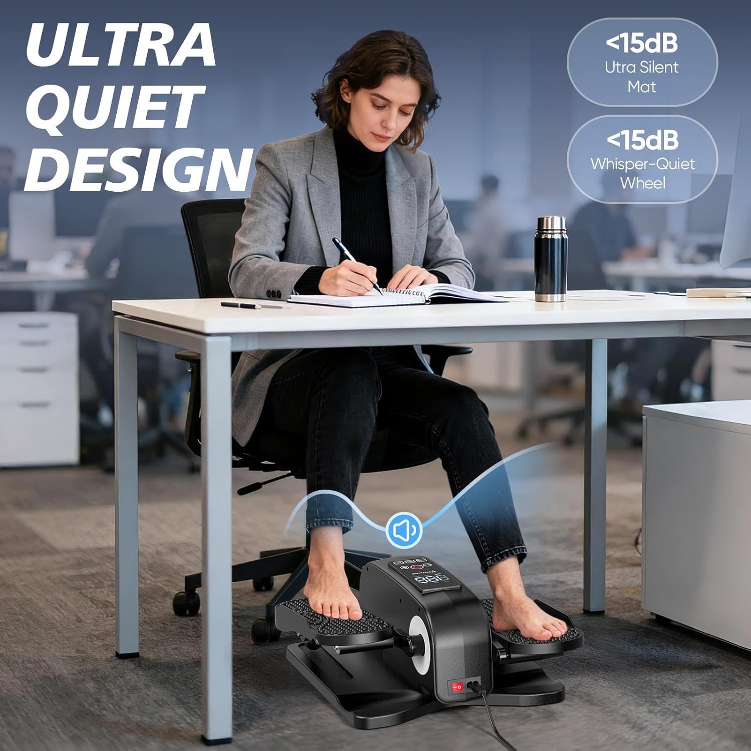 Under Desk Elliptical Machine for Senior Mini Elliptical Leg Exerciser with R...