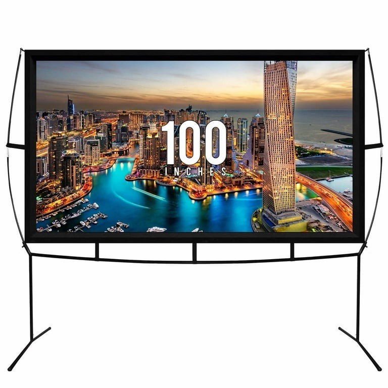 Getco Tech 100 in Portable Projection Screen w/ Stand Frame & Carry Bag