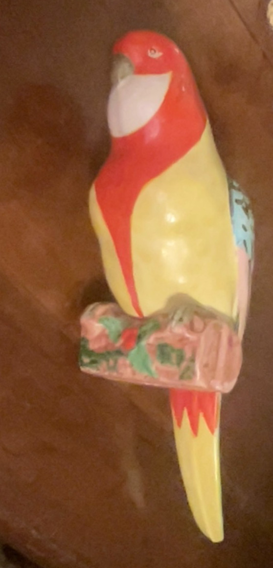 Mountable Vintage Ceramic Animal Planter. Parrot. 11" Long. Multi Color.