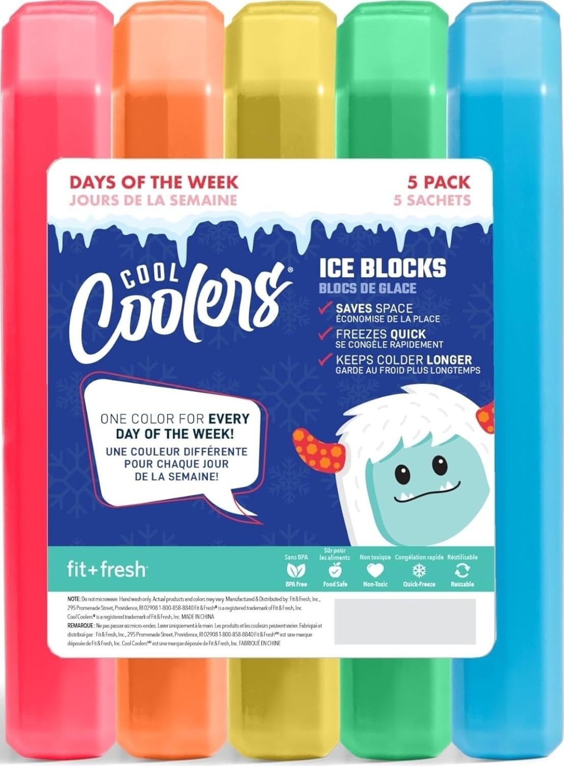 Cool Coolers 5PK - Lightweight & Colorful Reusable Ice Packs for All Occasions