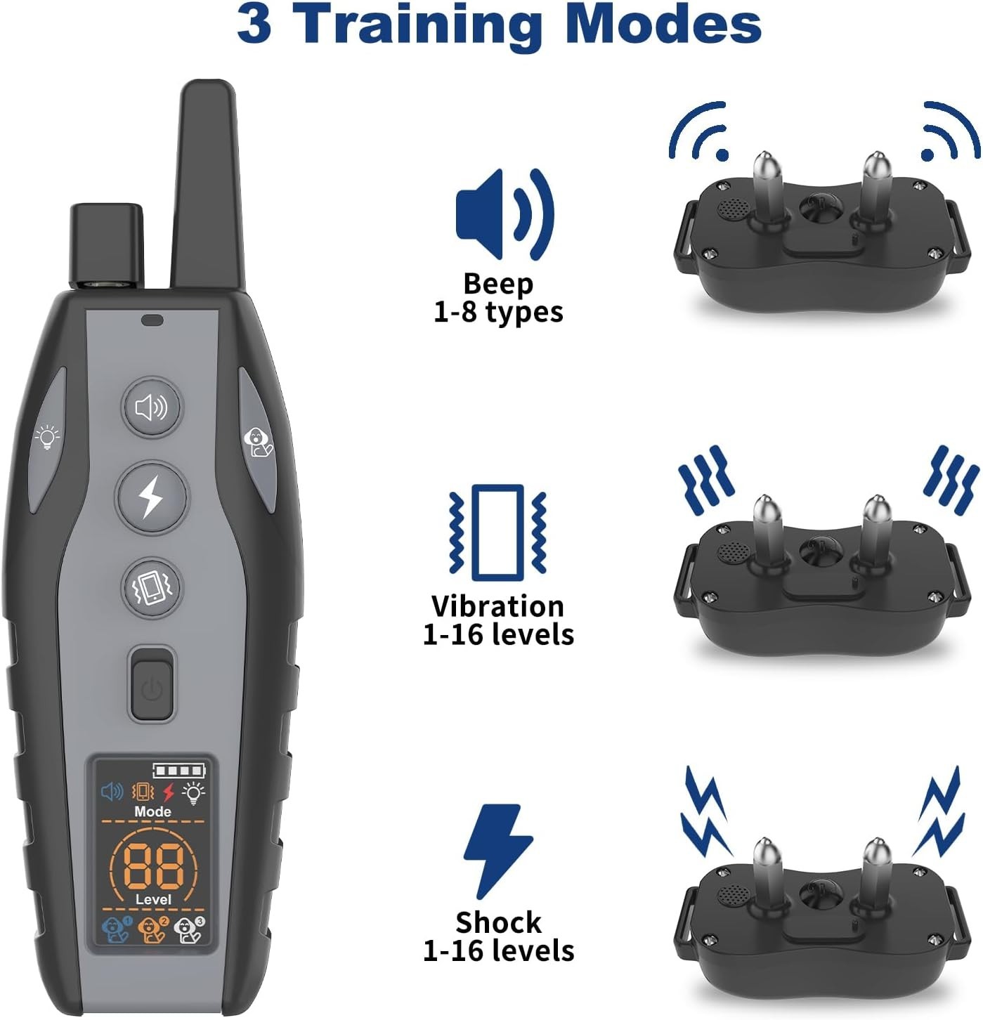 Shock Collar for Dogs with Color Screen - 3300 FT Remote Control Range,