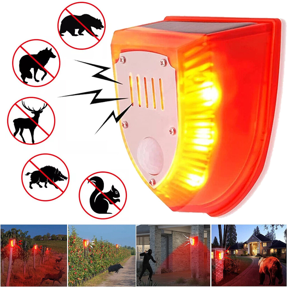 Solar Alarm LED Light Solar Strobe Light Wireless Motion Sensor Detector Outdoor