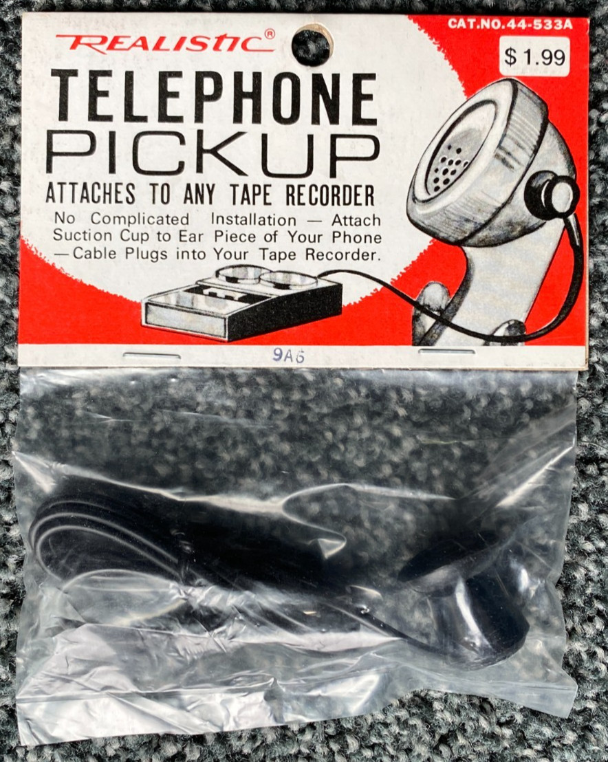 NEW Vintage Realistic Telephone Pickup 44-533A Suction Cup Tape Recorder MicMINT
