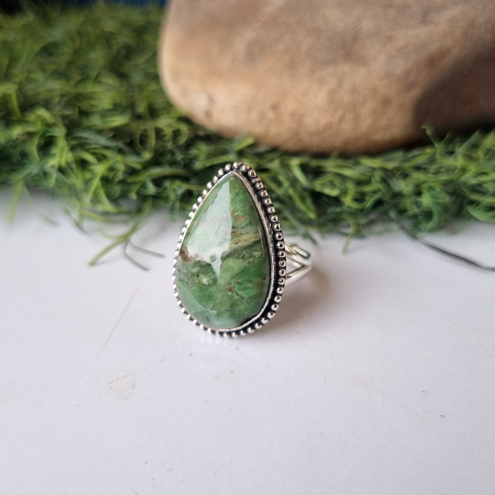 Amazing Variscite Gemstone Ring 925 Solid Sterling Silver Handmade Ring BT716