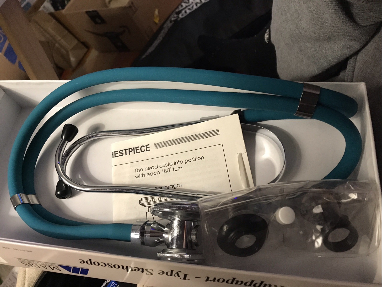 ELITE Sprague Rappaport Stethoscope In BOX Teal Green  Open Box New Cond