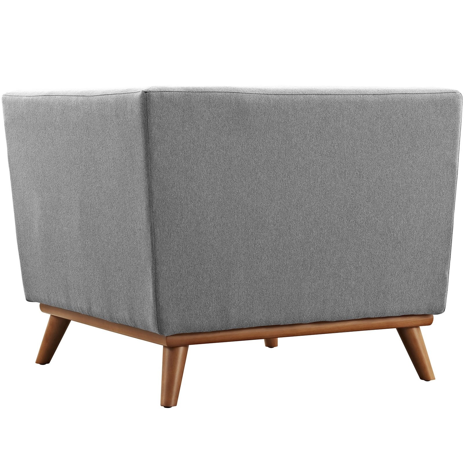 Maklaine Upholstered Fabric and Wood Corner Chair in Expectation Gray