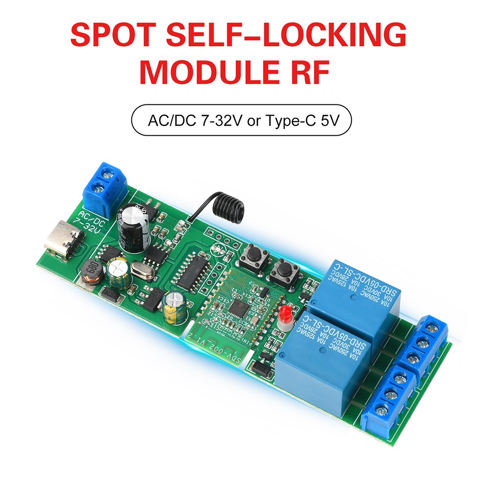 AC/DC 7-32V 2-Channel Bluetooth WIFI Relay Switch Module Self-locking 433MHz