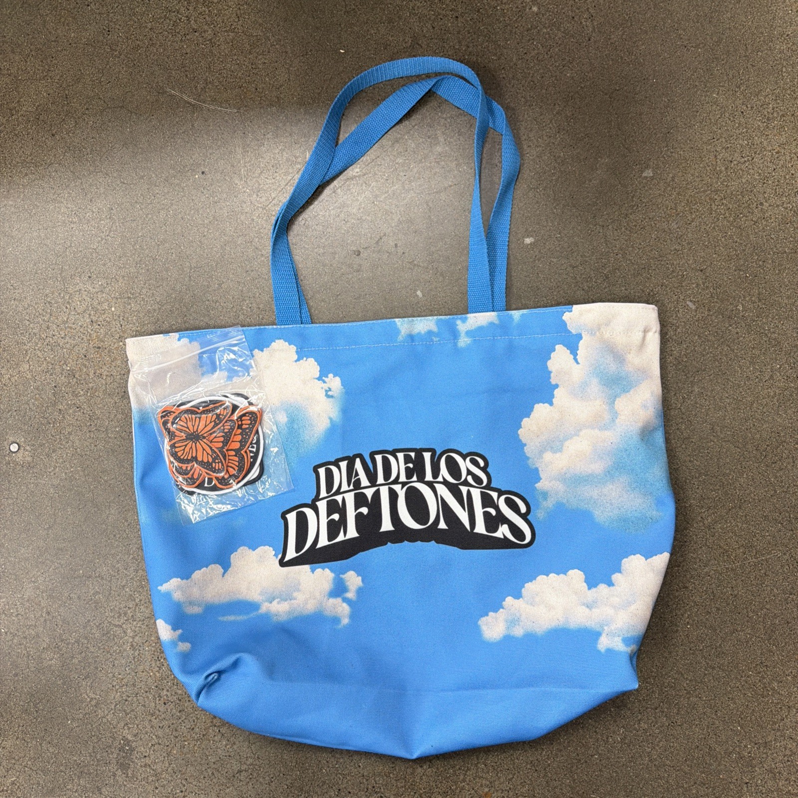 Dia de Los Deftones Blue Sky Cloud Customizable Zip Tote Bag w/ Patches Official