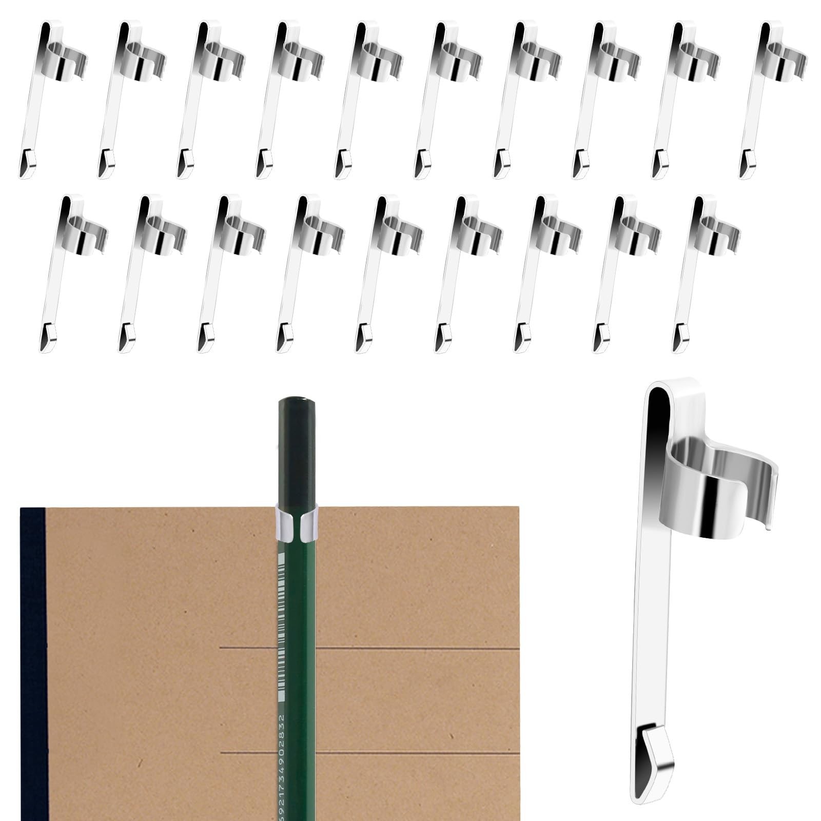 Styquenzer 20Pcs Metal Pencil Clips Slide on Pencil Pocket Slide on Pencil Ho...