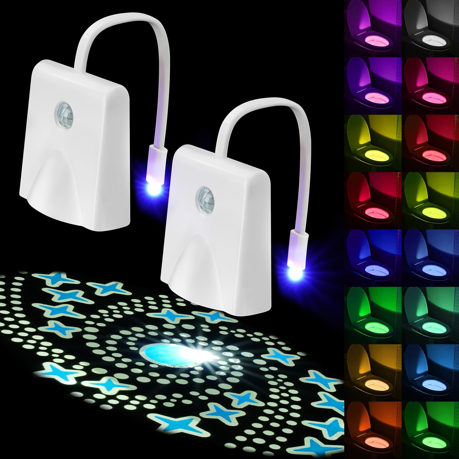 HOTUT Toilet Night Lights, 2PCS 2.4 x 1.37 x 8.11 inches, USB Rechargeable