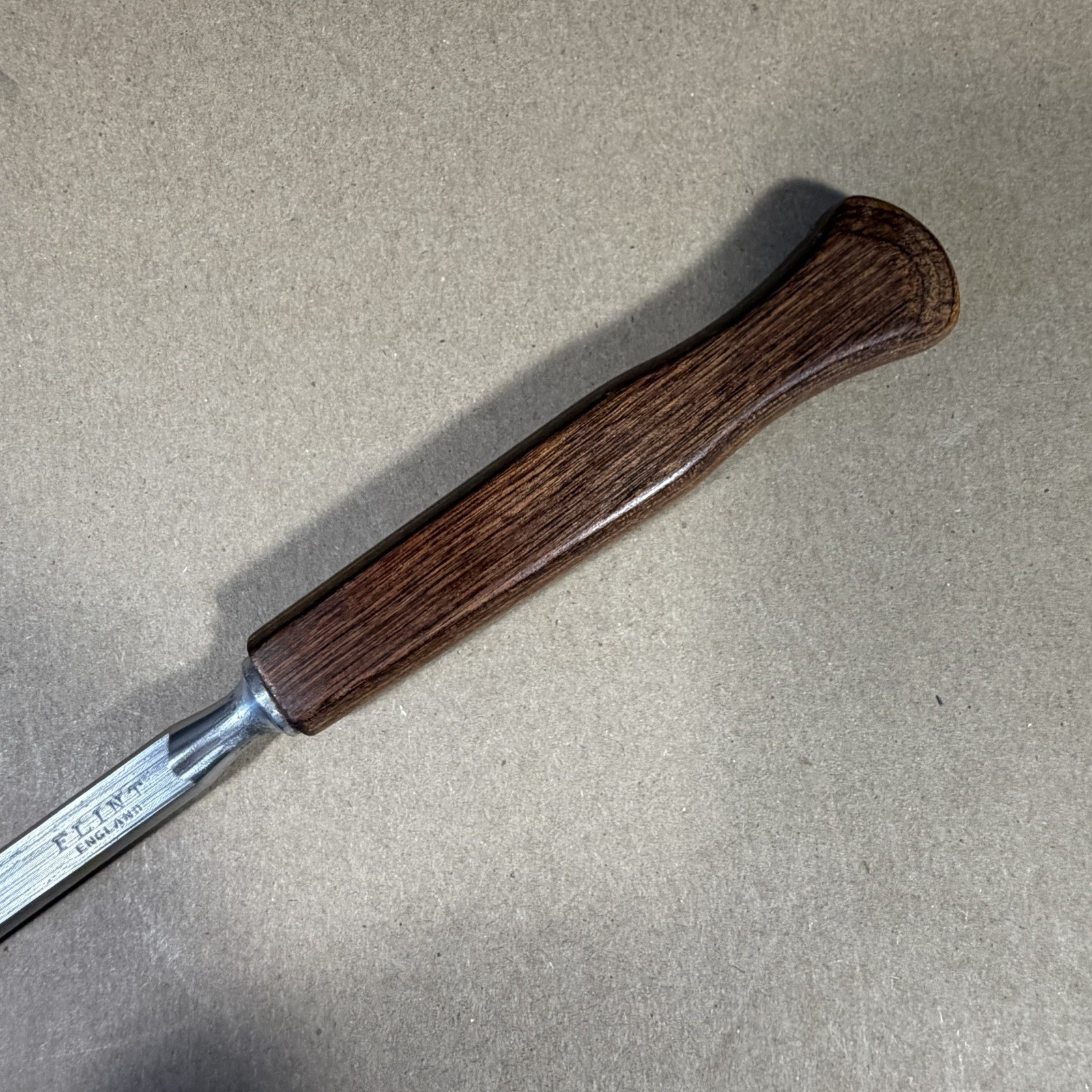 Vintage Flint Steel Knife Sharpener Honing Rod 13.5" Wood Handle England