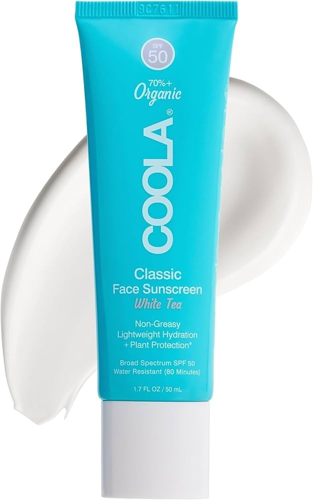 COOLA Organic Face Sunscreen SPF 50, White Tea, 1.7 oz Exp 11/26