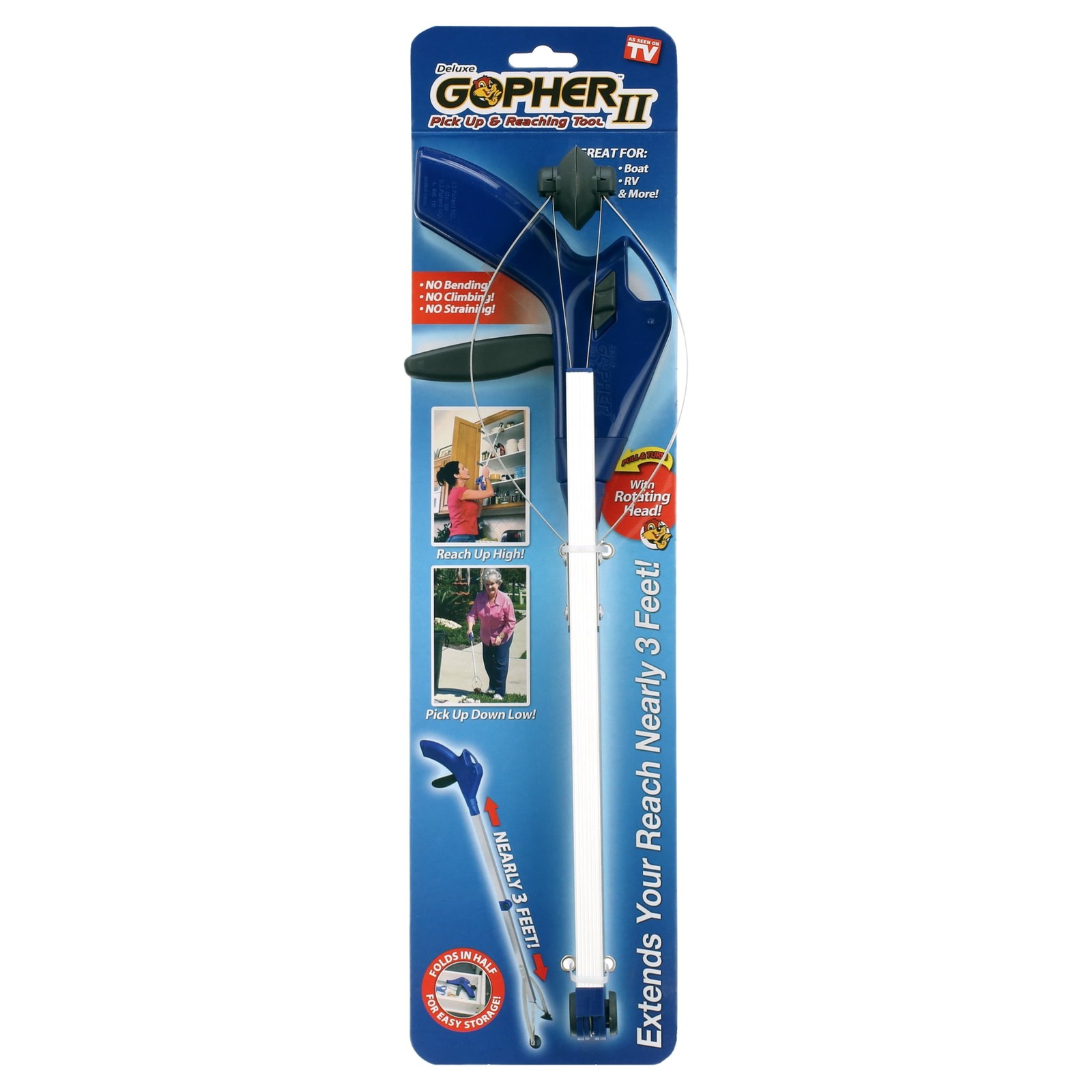 Gopher II Deluxe Pick Up & Reaching Aid, Blue, as Seen on TV