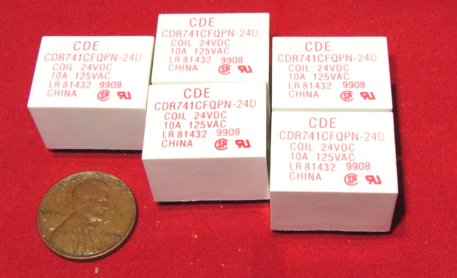 5 pcs CDE Relay, 24V DC / 125V AC 10A Coil, 450mW SPDT PC Mount CDR741CFQPN-24D