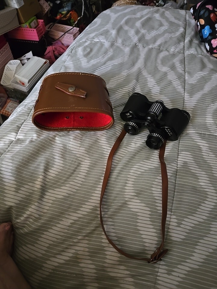 Vintage Halina Binoculars Coated Optics 8x30 Coated Optics With Leather Case B72