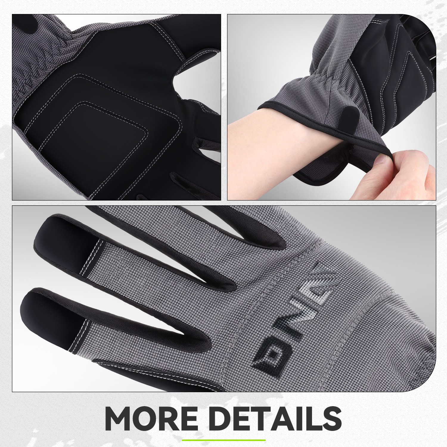 2 Pair Gray Breathable Universal Multi-Purpose Utility Mechanic Work Gloves