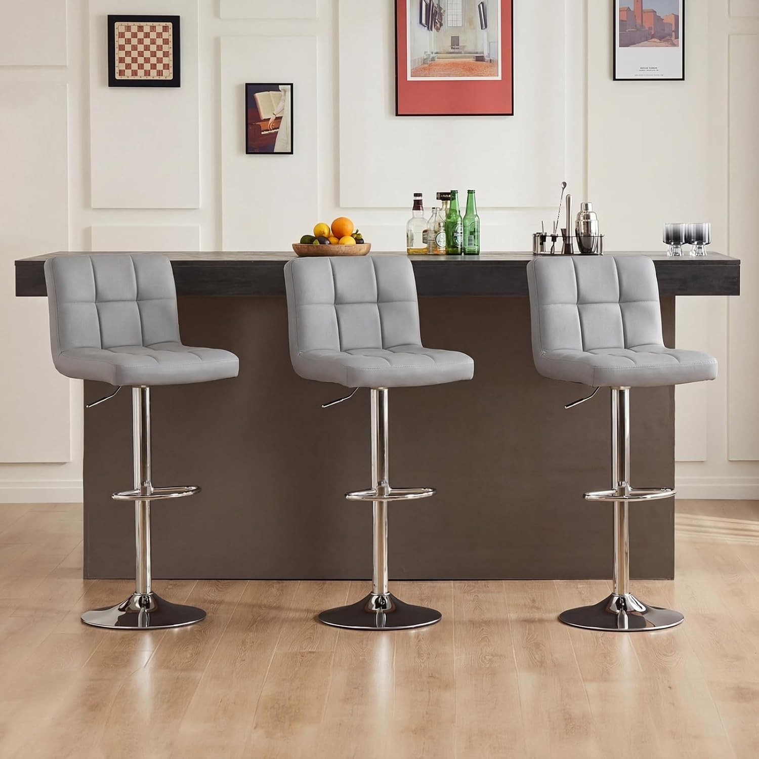 Bar Stools Set of 4 24 inch Counter Height Bar Stools Upholstered Modern Kitchen