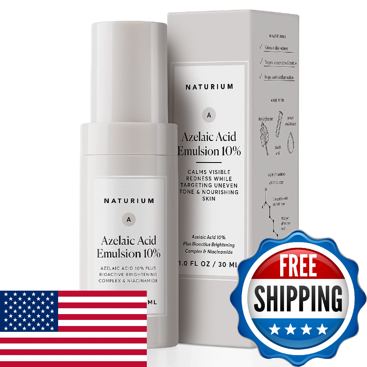 Naturium Azelaic Acid Emulsion 10% + Bioactive Complex Niacinamide 1 oz