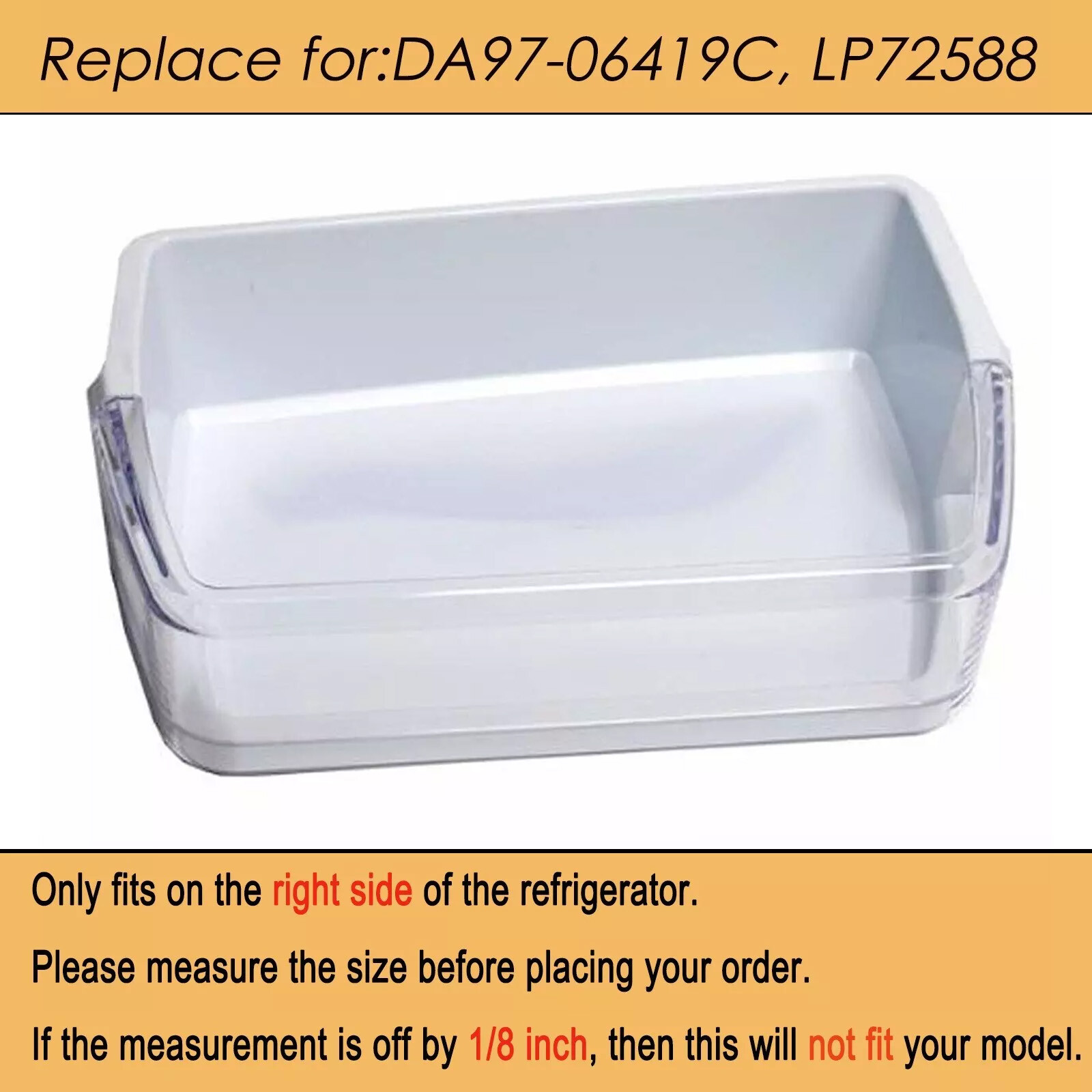 For RFG297HDRS, RFG297HDRS/XAA, RFG297HDRS/XAA-0001 Refrigerator Door Bin Right