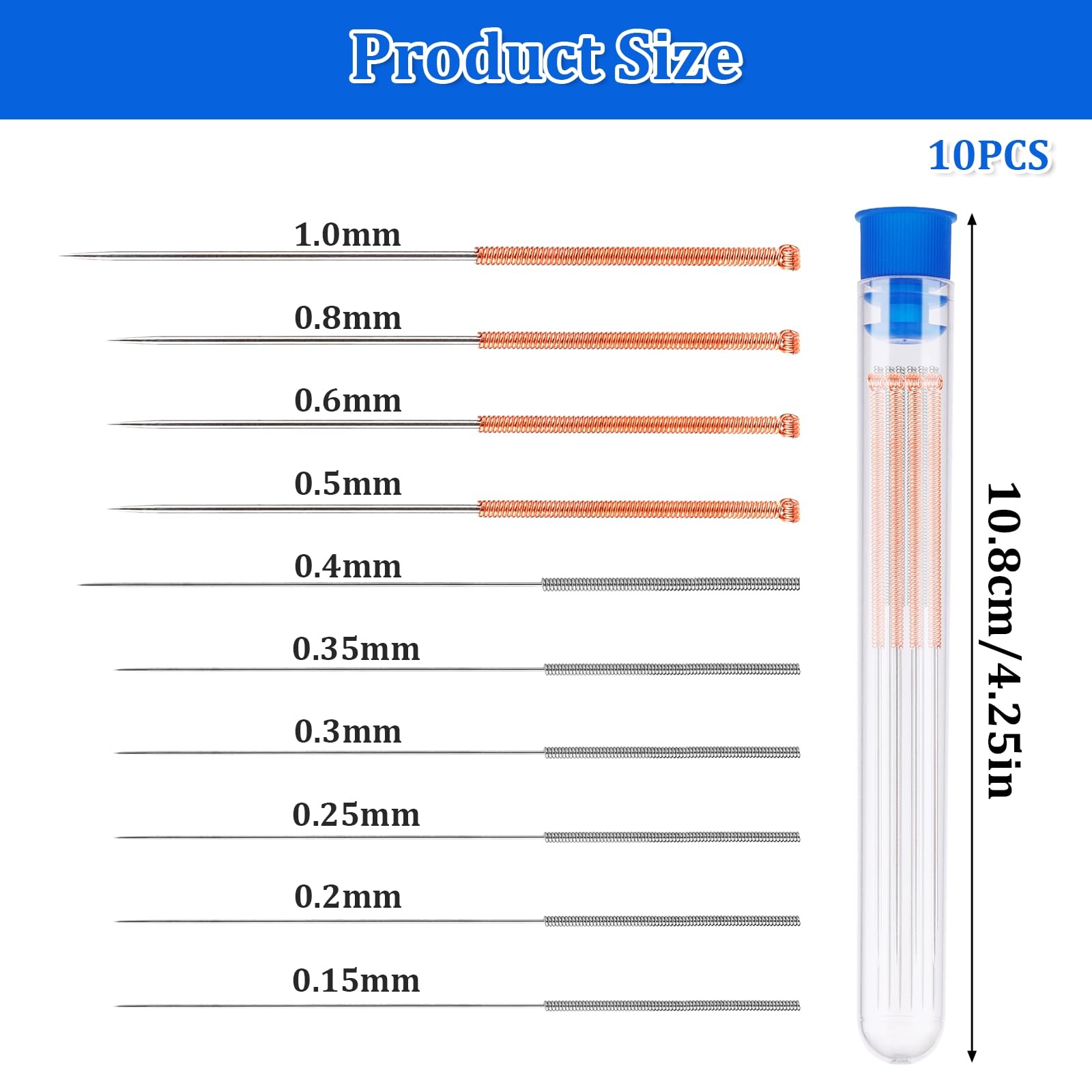 3D Printer Nozzle Cleaning Kit, 10 Pcs Stainless Steel blue