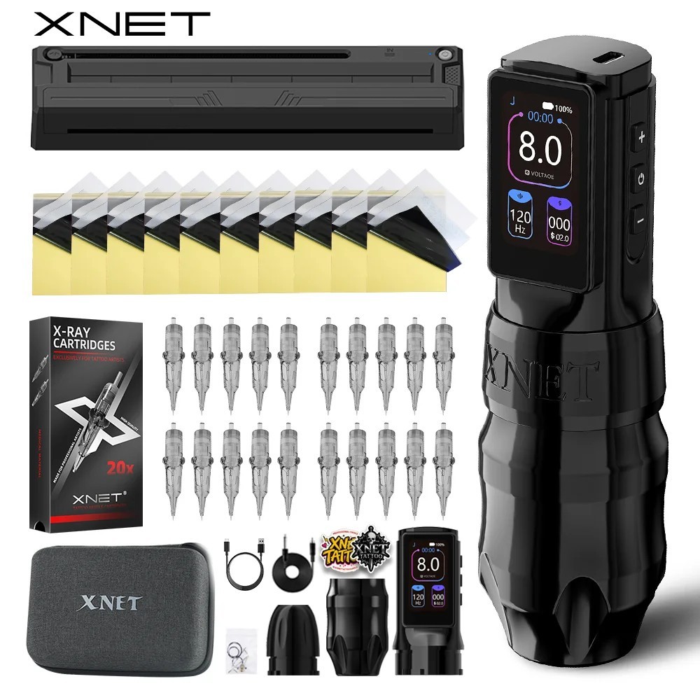 Xnet Titan Max Wireless Tattoo Machine Kit With Tattoo Transfer Printer 4.0mm