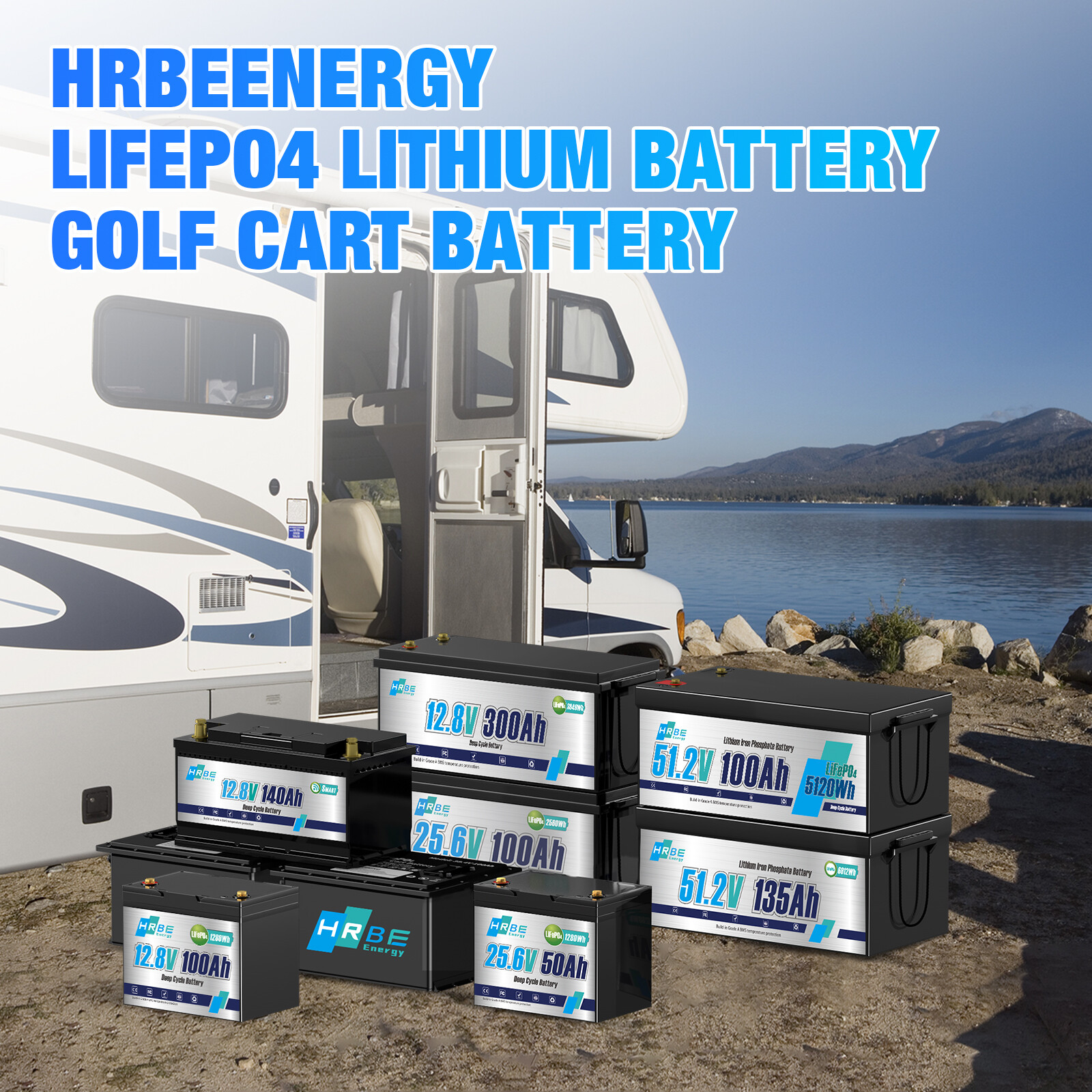 2 Pack 12V 100Ah LiFePO4 Deep Cycle Lithium Battery 100A BMS for Solar RV 24V