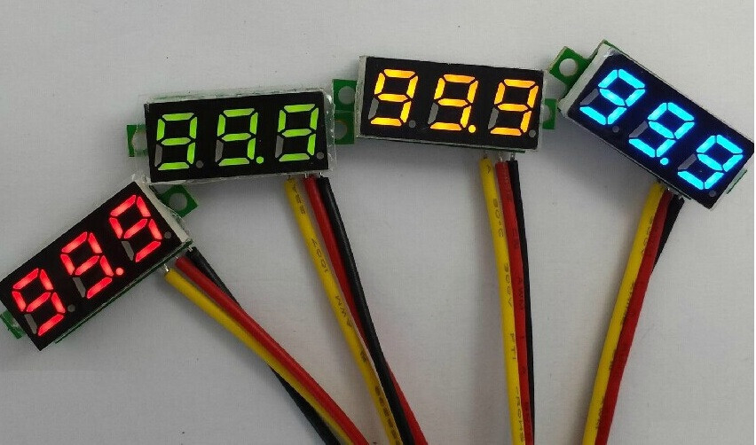 2pcs Mini DC 0-100V Red LED 3-Digital Display Voltage Voltmeter Panel Motor
