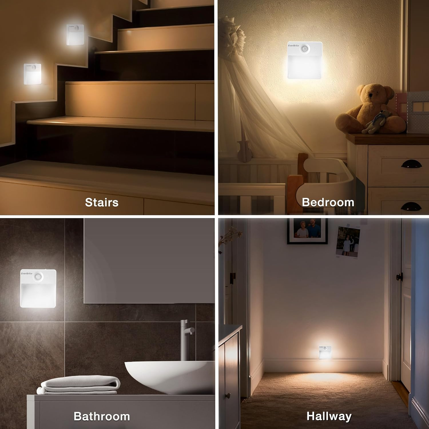 Rechargeable Square Motion Sensor LED Night Light, Motion Activated LED Night Li