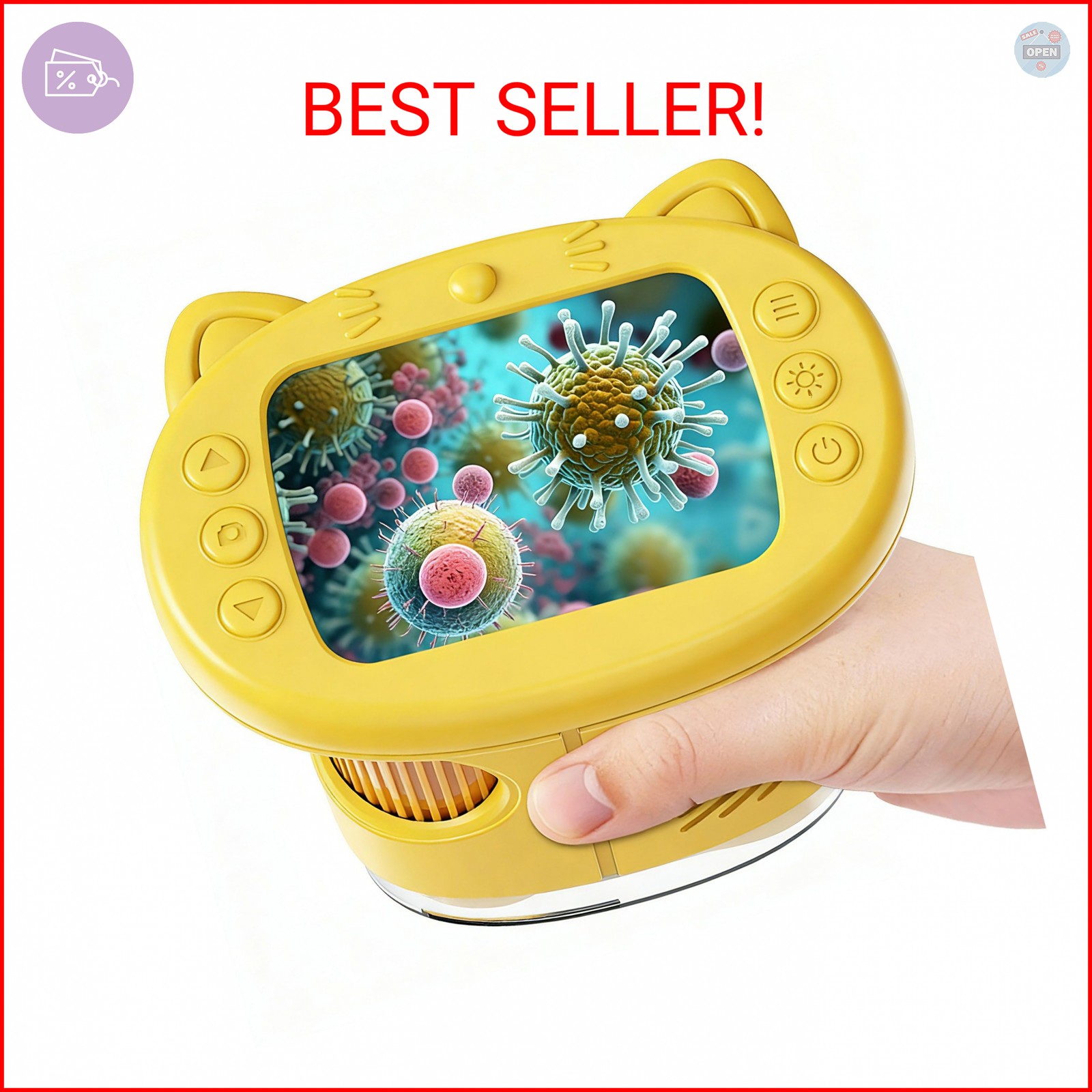 1000X Handheld Digital Microscope for Kids, 4K Wonder Quest Microscope with 2.4"