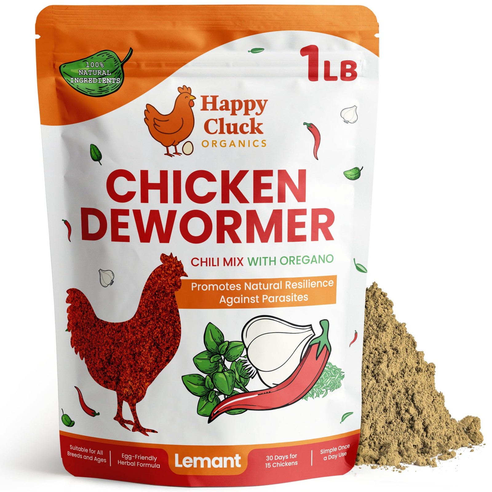 Natural Chicken Dewormer Chili Mix Powder (1 lb) | Herbal Poultry Wormer & Pa...