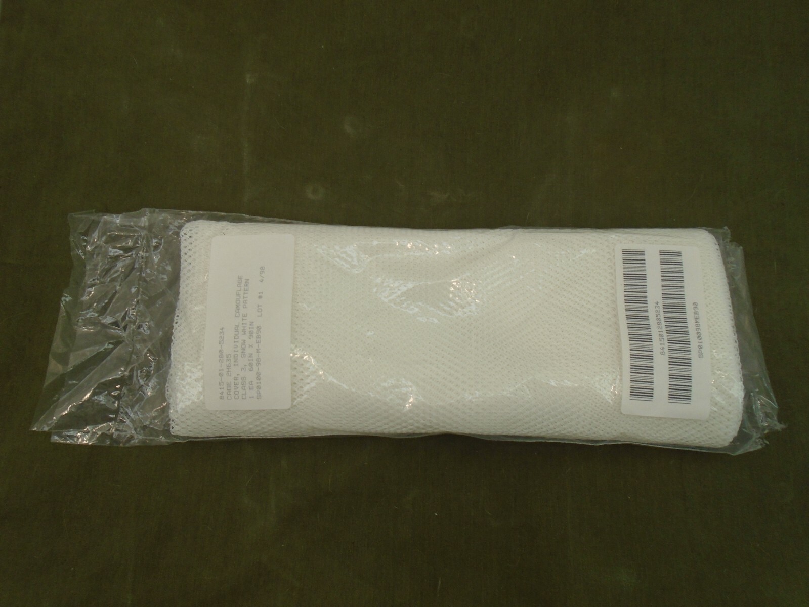 USGI US Military Cover Individual Camouflage Snow White 1998 Net Veil New 24-C