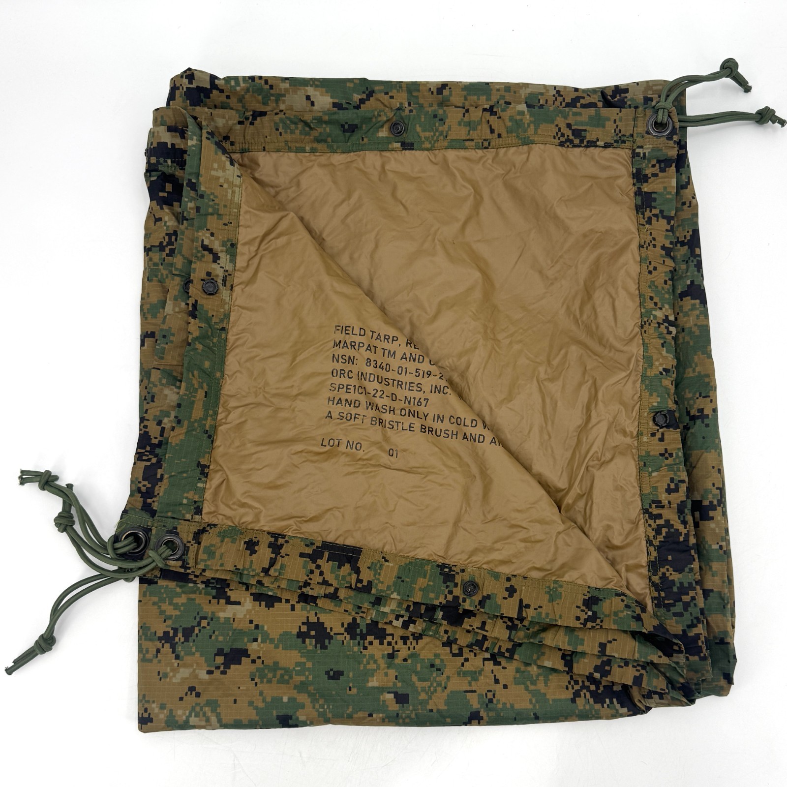 USGI Military USMC MARPAT Woodland Coyote Tarpaulin Reversible Field Tarp MINT