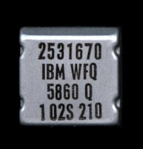 IBM MST-1 chip 253 1670, early integrated chip from late 1960.