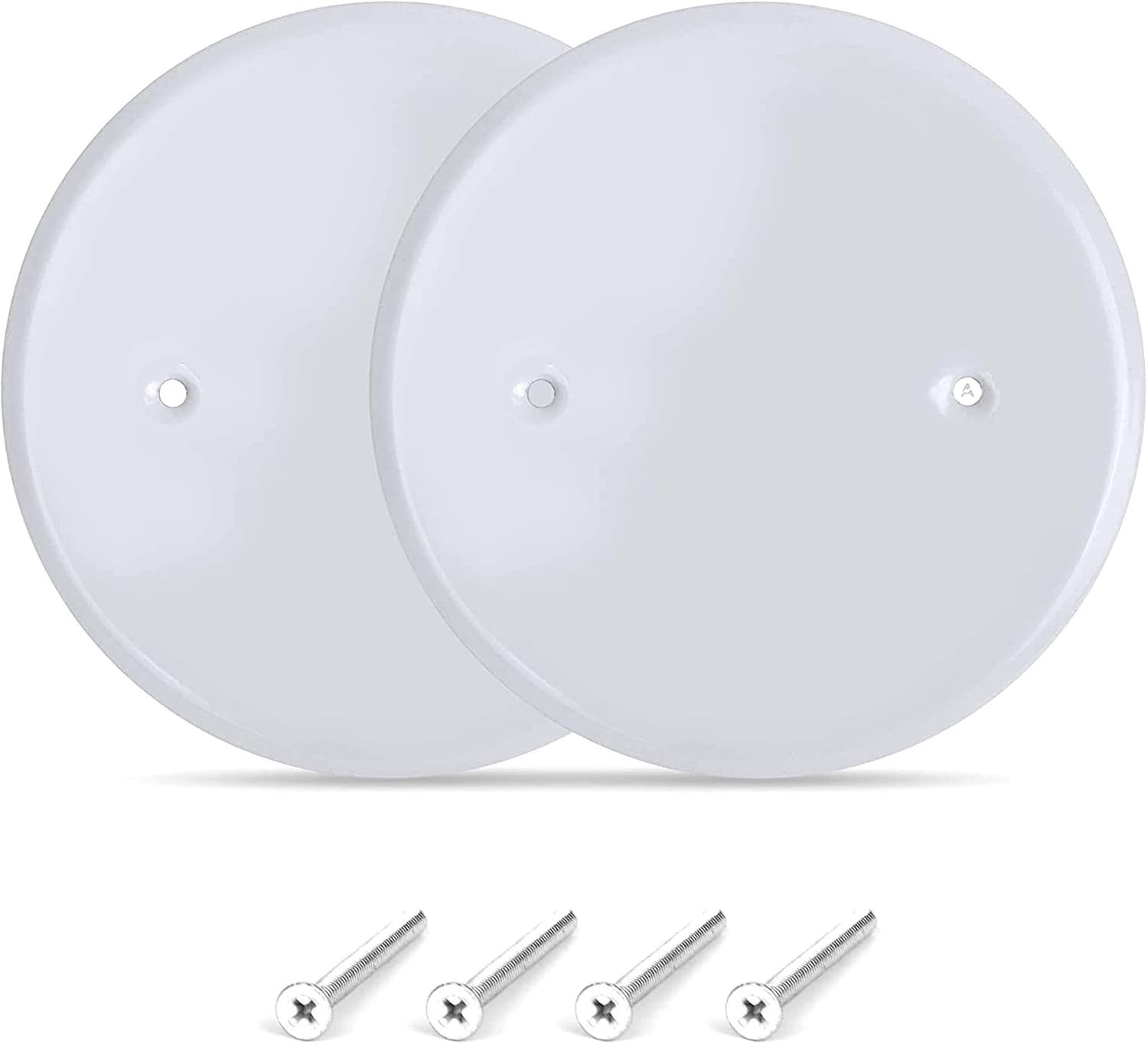 Clean & Modern 5-Inch White Metal Ceiling Covers for Electrical Boxes - 2 Pack